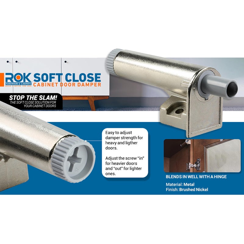 ROK 5 Pack Rok Hardware Soft Close for Cabinet Doors/Metal Soft Close Adapter/Damper/Hardware/Zinc/Hinge/European Made! SCD101 - Image 2